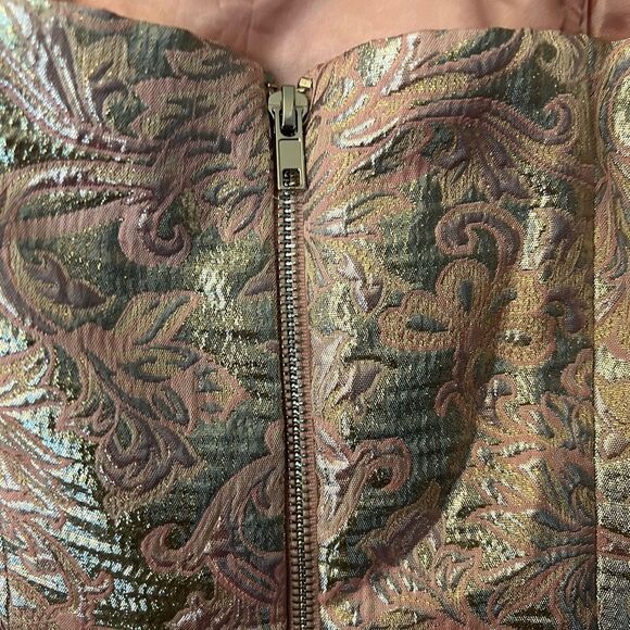 NWT women’s pink metallic woven mini dress w pockets. Size small. Party. Event. - Picture 3 of 10